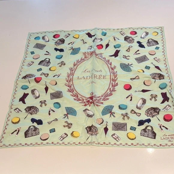 Ladurée Paris Printed Green Scarf - Picture 1 of 4